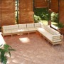 Garden furniture 9 pieces and cushions honey brown pine wood by vidaXL, Garden sets - Ref: Foro24-3096818, Price: 817,55 €, D...