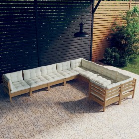 Garden furniture 9 pieces and cushions honey brown pine wood by vidaXL, Garden sets - Ref: Foro24-3096986, Price: 870,99 €, D...