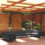 Muebles de jardín 10 pzas con cojines negro madera de pino de vidaXL, Conjuntos de jardín - Ref: Foro24-3097335, Precio: 956,...