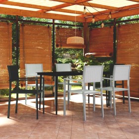 Juego de comedor para jardín 7 piezas blanco y negro de vidaXL, Conjuntos de jardín - Ref: Foro24-3099278, Precio: 436,99 €, ...