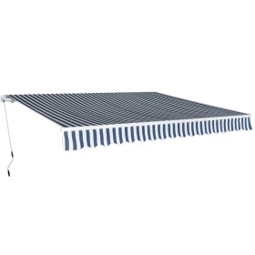 Toldo plegable de operación manual 400 cm azul y blanco de vidaXL, Toldos - Ref: Foro24-275570, Precio: 299,98 €, Descuento: %