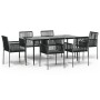 Set comedor jardín 7 pzas y cojines acero ratán sintético negro de vidaXL, Conjuntos de jardín - Ref: Foro24-3187070, Precio:...