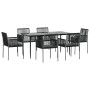 Set comedor jardín 7 pzas y cojines acero ratán sintético negro de vidaXL, Conjuntos de jardín - Ref: Foro24-3187070, Precio:...