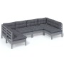 Garden furniture 6 pieces and cushions solid gray pine wood by vidaXL, Garden sets - Ref: Foro24-3097153, Price: 547,83 €, Di...