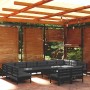 Garden furniture 13 pieces and cushions black solid pine wood by vidaXL, Garden sets - Ref: Foro24-3097233, Price: 1,00 €, Di...