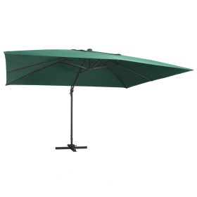 Cantilever umbrella LED lights and green aluminum pole 400x300 cm by vidaXL, Umbrellas - Ref: Foro24-47005, Price: 292,99 €, ...