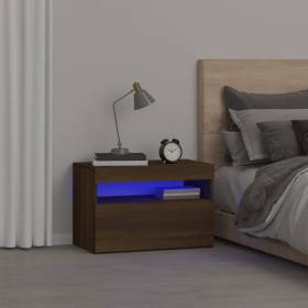 Bedside table with brown oak LED lights 60x35x40 cm by vidaXL, Nightstands - Ref: Foro24-3152830, Price: 43,99 €, Discount: %