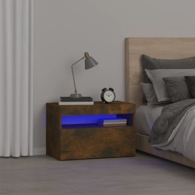 Bedside table with smoked oak LED lights 60x35x40 cm by vidaXL, Nightstands - Ref: Foro24-3152826, Price: 46,08 €, Discount: %