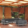 Muebles de jardín 9 pzas y cojines gris madera maciza de pino de vidaXL, Conjuntos de jardín - Ref: Foro24-3097249, Precio: 8...