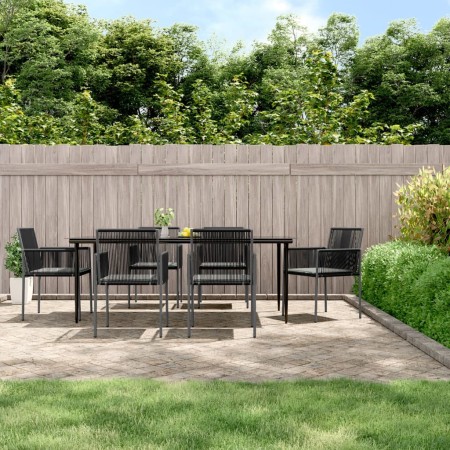 Garden dining set 7 pieces and black synthetic rattan steel cushions by vidaXL, Garden sets - Ref: Foro24-3187071, Price: 519...