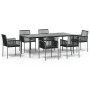 Set comedor jardín 7 pzas y cojines acero ratán sintético negro de vidaXL, Conjuntos de jardín - Ref: Foro24-3187071, Precio:...