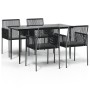 Set comedor jardín 5 pzas y cojines acero ratán sintético negro de vidaXL, Conjuntos de jardín - Ref: Foro24-3187067, Precio:...