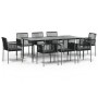 Set comedor jardín 9 pzas y cojines acero ratán sintético negro de vidaXL, Conjuntos de jardín - Ref: Foro24-3187072, Precio:...