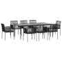 Set comedor jardín 9 pzas y cojines acero ratán sintético negro de vidaXL, Conjuntos de jardín - Ref: Foro24-3187072, Precio:...