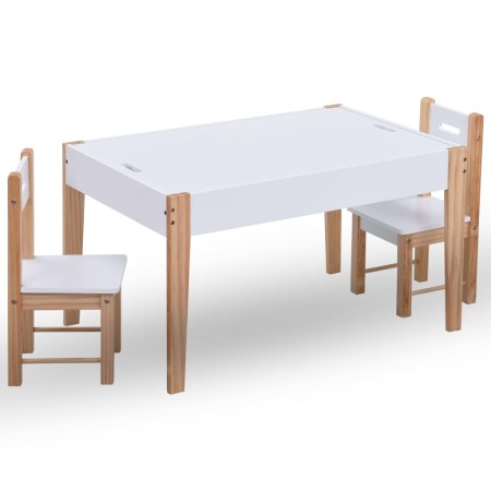 Mesa y sillas infantiles 3 pzas con pizarra negro y blanco de vidaXL, muebles para bebés y niños pequeños - Ref: Foro24-28618...