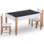 Mesa y sillas infantiles 3 pzas con pizarra negro y blanco de vidaXL, muebles para bebés y niños pequeños - Ref: Foro24-28618...