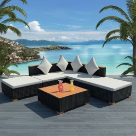 Garden furniture set, 6 pieces, with black synthetic rattan cushions. by vidaXL, Garden sets - Ref: Foro24-42755, Price: 502,...