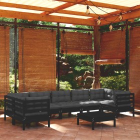 Gartenmöbel 8-teilig mit Kissen aus schwarzem Kiefernholz von vidaXL, Gartensets - Ref: Foro24-3097317, Preis: 821,13 €, Raba...