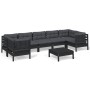 Muebles de jardín 8 pzas con cojines negro madera de pino de vidaXL, Conjuntos de jardín - Ref: Foro24-3097317, Precio: 820,4...