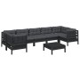 Muebles de jardín 8 pzas con cojines negro madera de pino de vidaXL, Conjuntos de jardín - Ref: Foro24-3097317, Precio: 820,4...