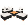 Set muebles de jardín 6 piezas y cojines ratán sintético negro de vidaXL, Conjuntos de jardín - Ref: Foro24-42755, Precio: 54...