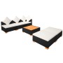 Set muebles de jardín 6 piezas y cojines ratán sintético negro de vidaXL, Conjuntos de jardín - Ref: Foro24-42755, Precio: 54...