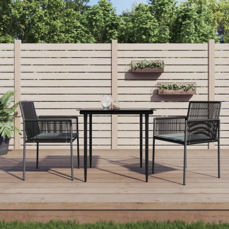 Garden dining set 3 pieces and black synthetic rattan steel cushions by vidaXL, Garden sets - Ref: Foro24-3187065, Price: 207...