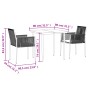 Set comedor jardín 3 pzas y cojines acero ratán sintético negro de vidaXL, Conjuntos de jardín - Ref: Foro24-3187065, Precio:...