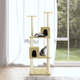 Katzenkratzbaum mit cremefarbenen Sisalstämmen, 141 cm von vidaXL, Katzenmöbel - Ref: Foro24-171524, Preis: 54,58 €, Rabatt: %