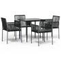 Garden dining set 5 pieces and black synthetic rattan steel cushions by vidaXL, Garden sets - Ref: Foro24-3187066, Price: 307...