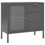 Sideboard in steel and anthracite tempered glass 75x35x70 cm by vidaXL, Sideboards - Ref: Foro24-336075, Price: 164,99 €, Dis...