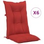 High back garden chair cushion 6 pcs red fabric 120x50x7 cm by vidaXL, Cushions for chairs and sofas - Ref: Foro24-314253, Pr...