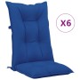 High back garden chair cushion 6 pcs blue fabric 120x50x7 cm by vidaXL, Cushions for chairs and sofas - Ref: Foro24-314265, P...