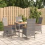 Set comedor de jardín 5 piezas con cojines ratán sintético gris de vidaXL, Conjuntos de jardín - Ref: Foro24-3157547, Precio:...