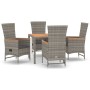 Set comedor de jardín 5 piezas con cojines ratán sintético gris de vidaXL, Conjuntos de jardín - Ref: Foro24-3157547, Precio:...