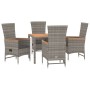 Set comedor de jardín 5 piezas con cojines ratán sintético gris de vidaXL, Conjuntos de jardín - Ref: Foro24-3157547, Precio:...