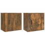 Mesitas de noche de pared 2 uds color roble ahumado 50x30x47 cm de vidaXL, Mesitas de noche - Ref: Foro24-816875, Precio: 42,...