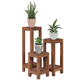 Soportes para plantas 3 piezas madera maciza de teca de vidaXL, Soportes para macetas - Ref: Foro24-289077, Precio: 122,99 €,...