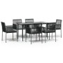 Set comedor jardín 7 pzas y cojines acero ratán sintético negro de vidaXL, Conjuntos de jardín - Ref: Foro24-3187068, Precio:...