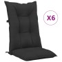 High back garden chair cushion 6 pcs black fabric 120x50x7cm by vidaXL, Cushions for chairs and sofas - Ref: Foro24-314256, P...