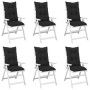 High back garden chair cushion 6 pcs black fabric 120x50x7cm by vidaXL, Cushions for chairs and sofas - Ref: Foro24-314256, P...