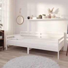 Solid white pine wood sofa bed 90x200 cm by vidaXL, Beds and slatted bases - Ref: Foro24-833082, Price: 100,21 €, Discount: %