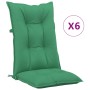 High back garden chair cushion 6 pcs green fabric 120x50x7cm by vidaXL, Cushions for chairs and sofas - Ref: Foro24-314250, P...