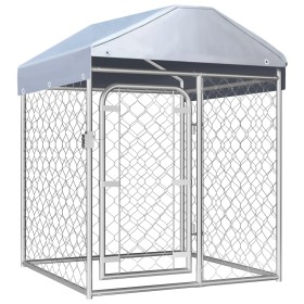 Perrera de exterior con techo 100x100x125 cm de vidaXL, Casetas y cercados para perros - Ref: Foro24-144491, Precio: 177,25 €...