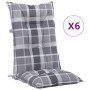 High back garden chair cushion 6 pcs gray squares 120x50x7 cm by vidaXL, Cushions for chairs and sofas - Ref: Foro24-314277, ...