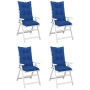 High back garden chair cushion 4 pcs blue fabric 120x50x7 cm by vidaXL, Cushions for chairs and sofas - Ref: Foro24-314264, P...