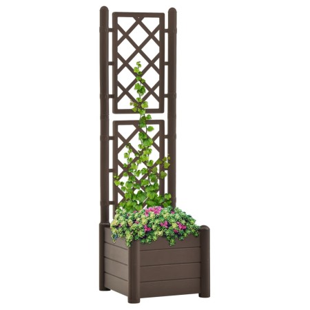 Jardinera con enrejado PP moca 43x43x142 cm de vidaXL, Maceteros y jardineras - Ref: Foro24-313980, Precio: 81,41 €, Descuent...