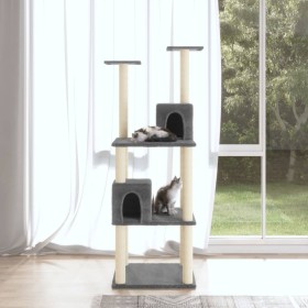 Katzenkratzbaum mit dunkelgrauen Sisalstämmen, 141 cm von vidaXL, Katzenmöbel - Ref: Foro24-171526, Preis: 54,99 €, Rabatt: %