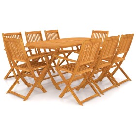 Folding garden dining table 9 pieces made of solid acacia wood by vidaXL, Garden sets - Ref: Foro24-43378, Price: 474,47 €, D...