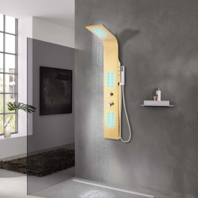 Curved Gold 201 Stainless Steel Shower Panel System by vidaXL, Jet nozzles for bathtubs and showers - Ref: Foro24-147716, Pri...